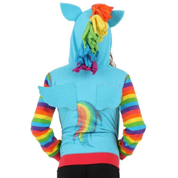 New My Little Pony Jacket Rainbow Dash Glitter Zip Up Sweatshirt Girl's Small - Picture 2 of 8